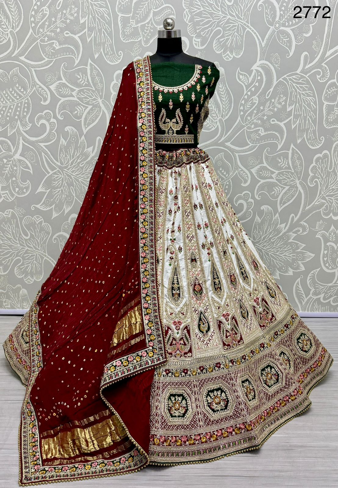 Pure Bandhani Combine Panetar Style Lehengacholi