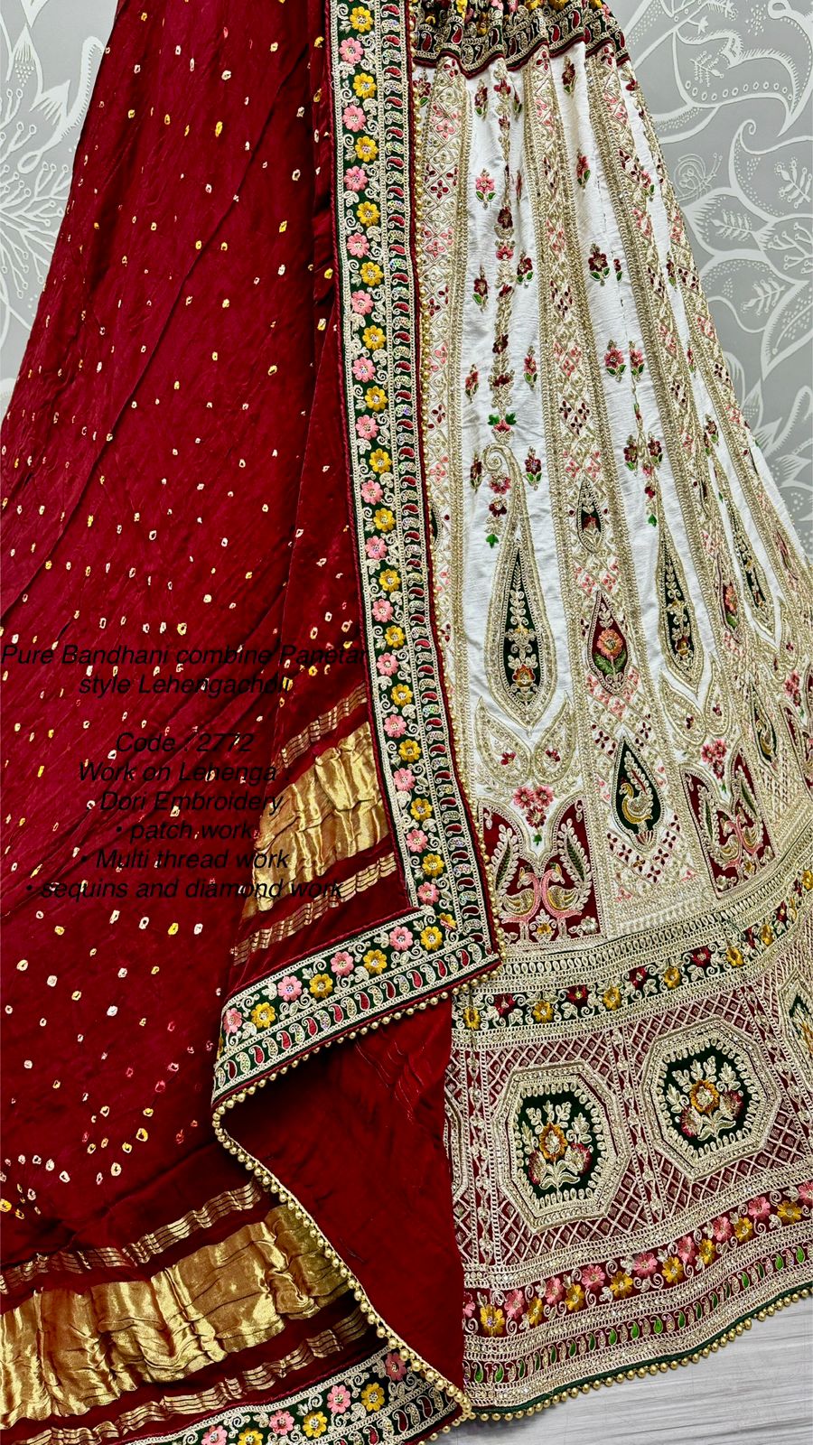 Pure Bandhani Combine Panetar Style Lehengacholi