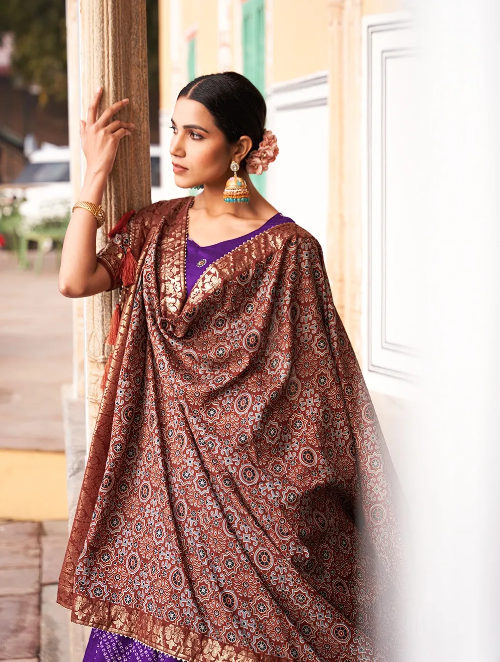 Ajarakh Printed Ethnic Lehenga Choli With Foil Print And Work Renuka