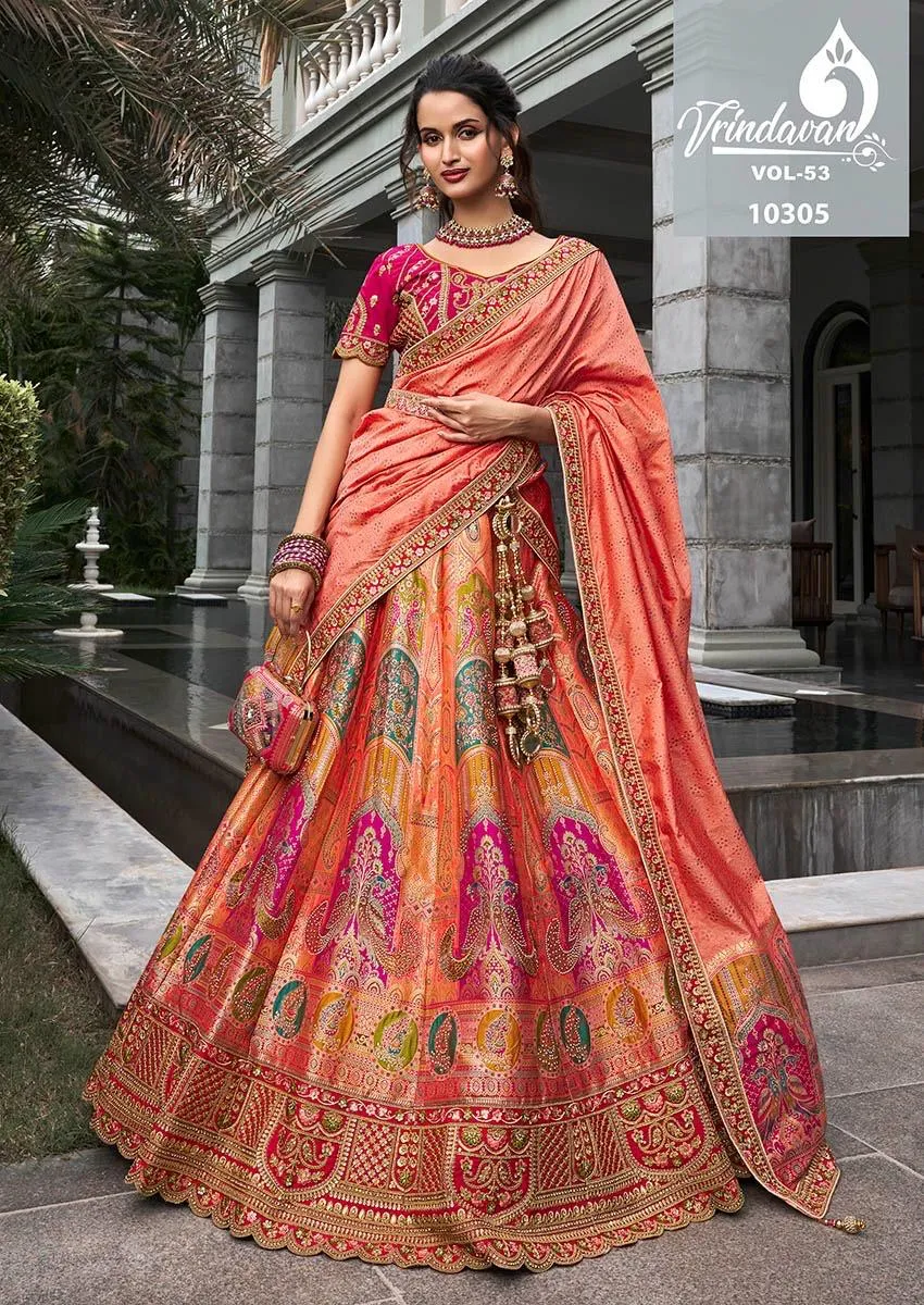 Banarasi Silk Wedding Lehenga Royal Vrindavan Vol 53