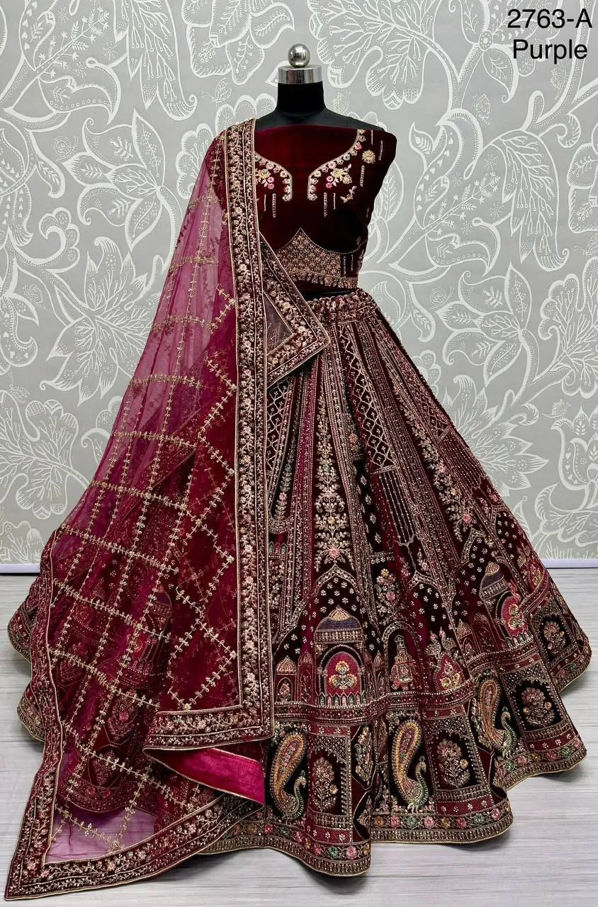 Bridal Red Lehenga Choli With Dubble Dupatta 2763