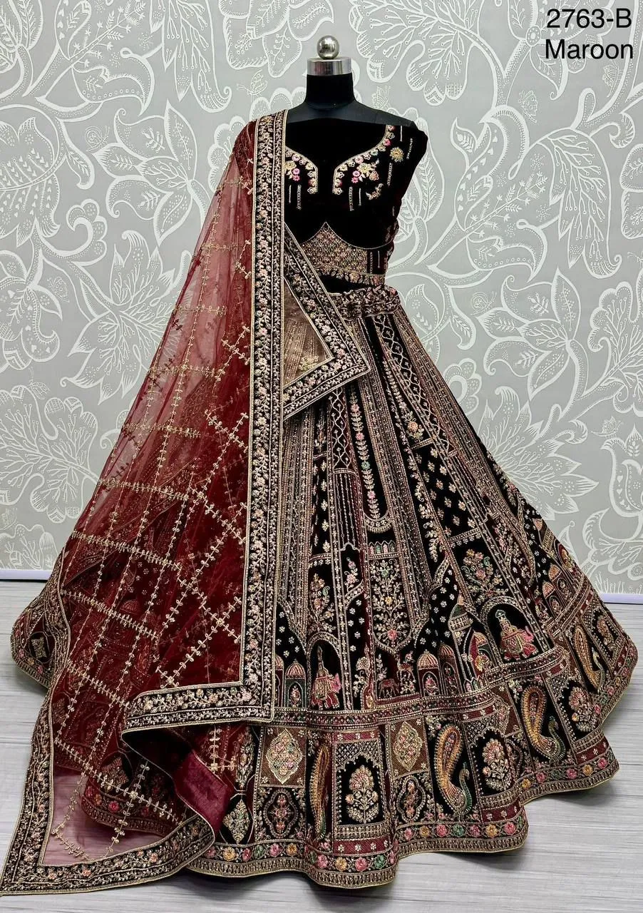Bridal Red Lehenga Choli With Dubble Dupatta 2763