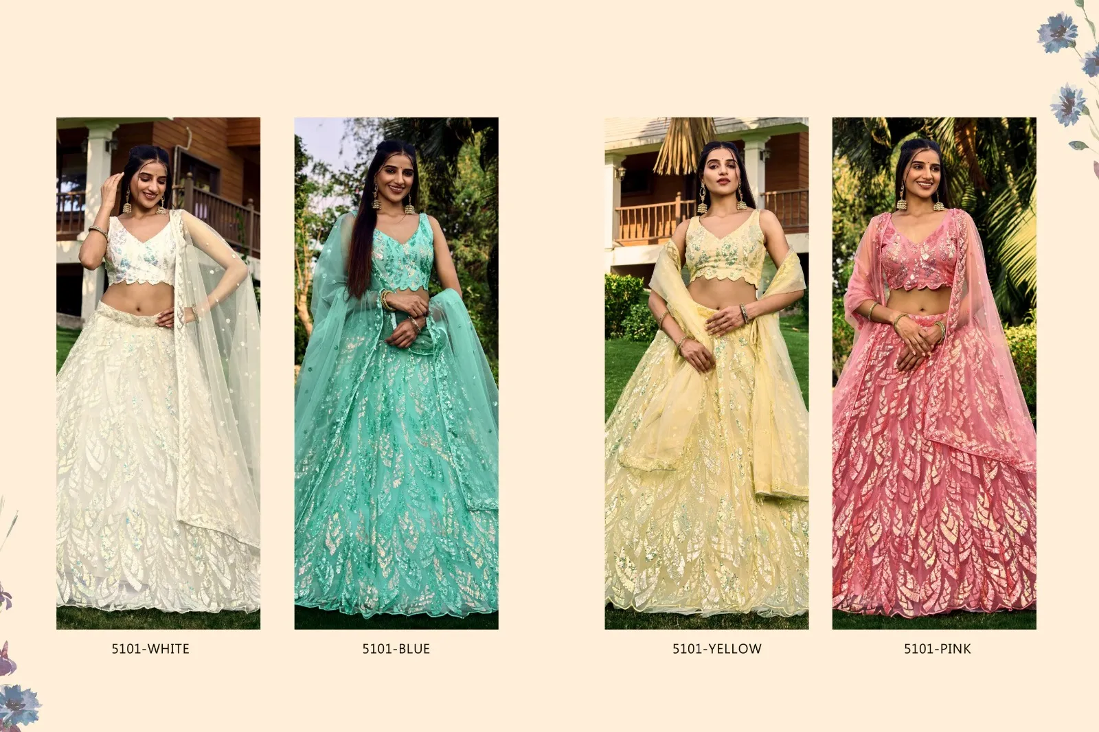 Brides Maid Lehenga Choli With Multi Sequence