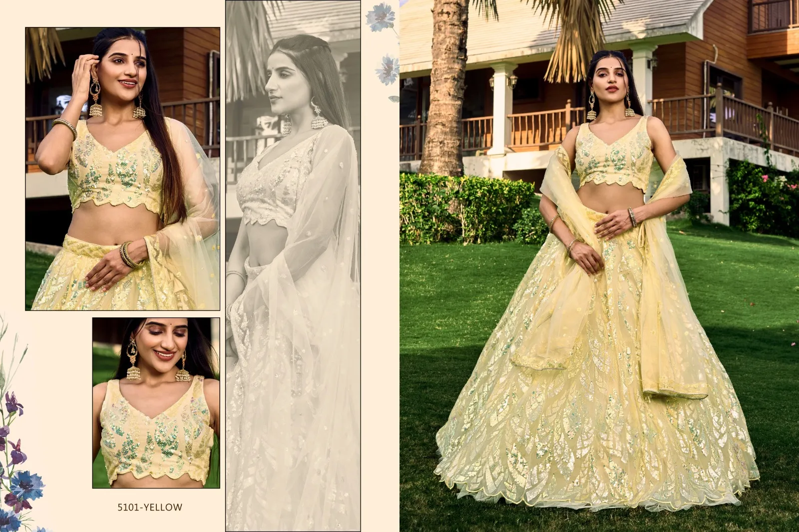Brides Maid Lehenga Choli With Multi Sequence