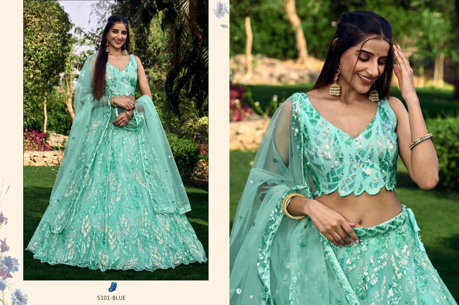 Brides Maid Lehenga Choli With Multi Sequence