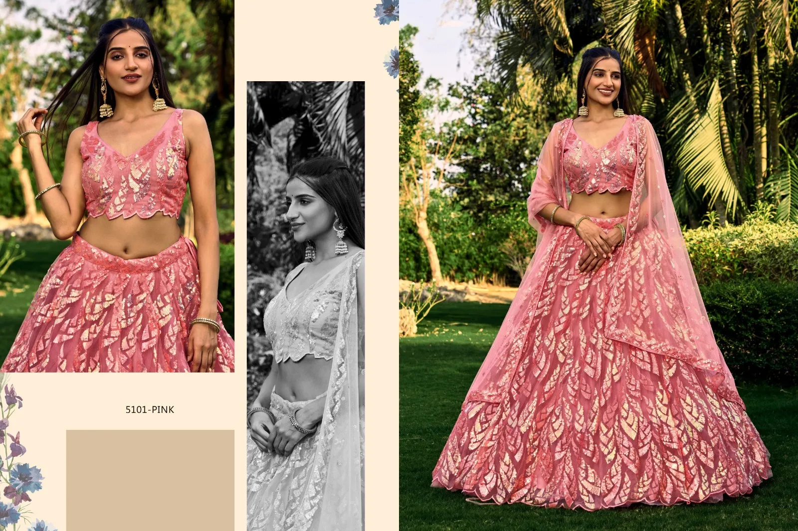 Brides Maid Lehenga Choli With Multi Sequence