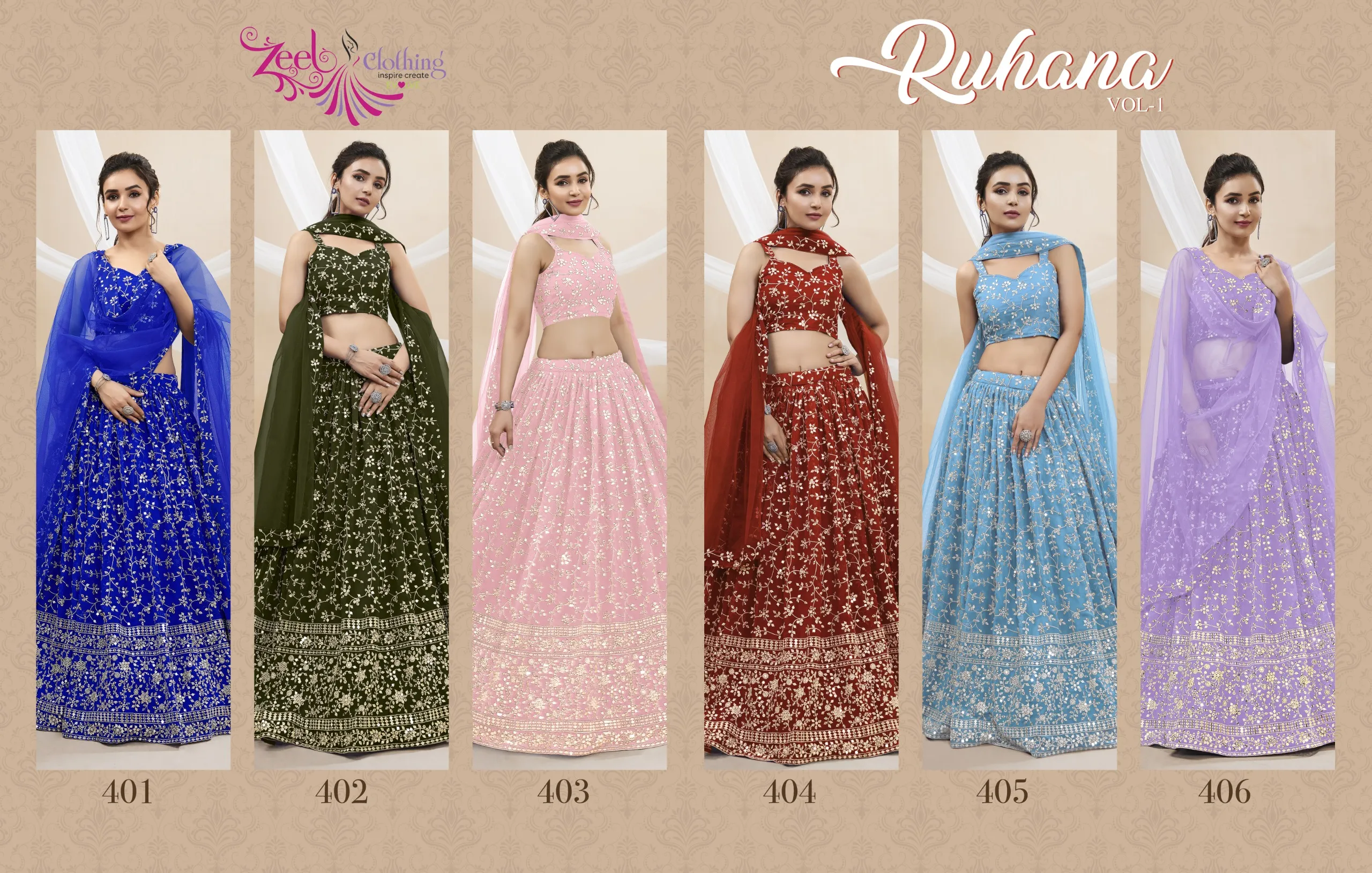 Bridesmaid Sequence Lehenga Choli Zeel Ruhana vol1