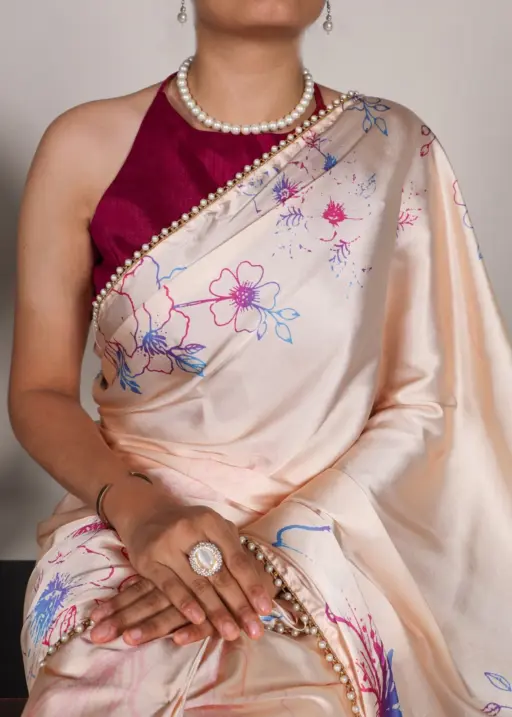 Floral Satin Saree