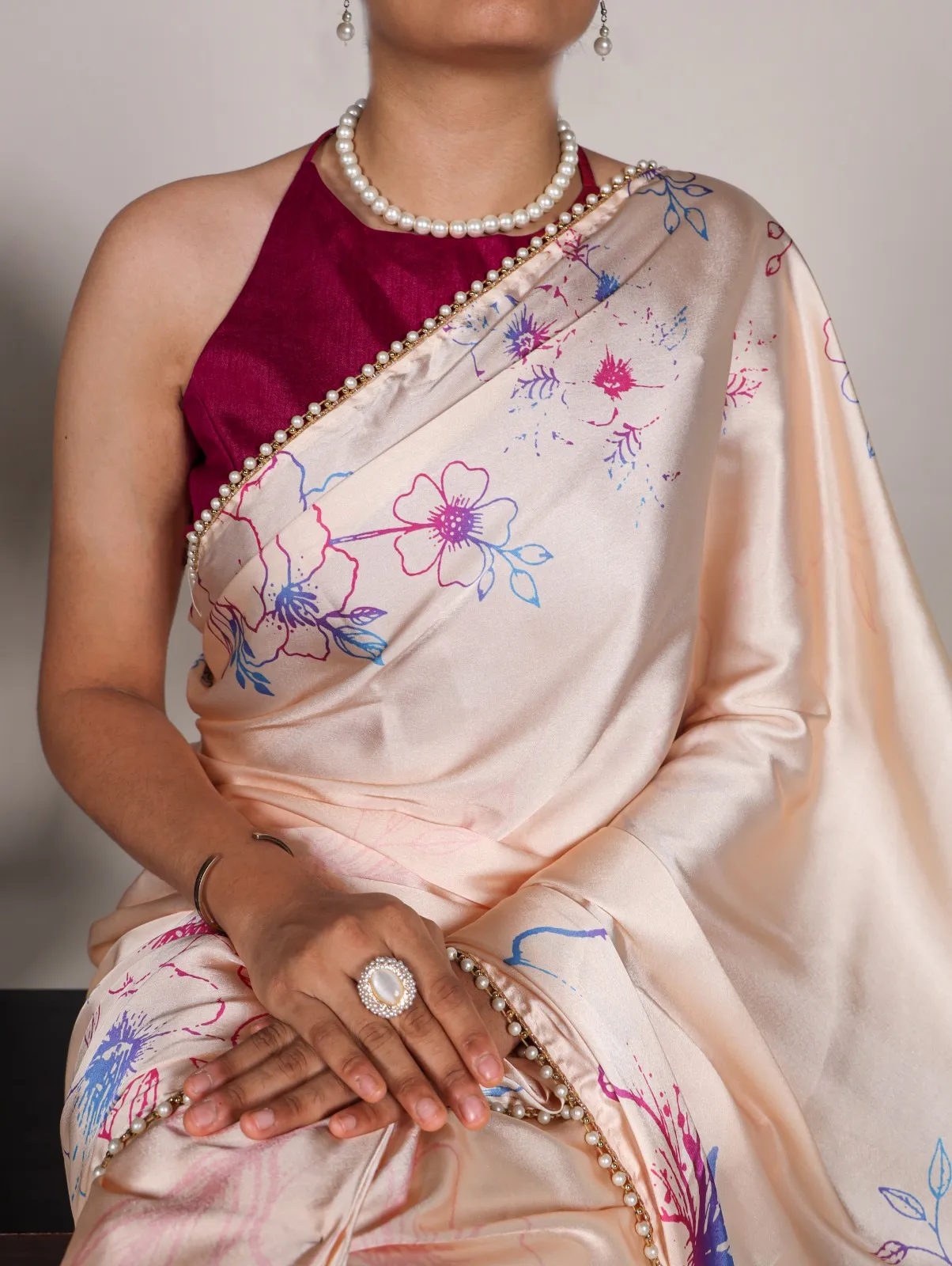 Floral Satin Saree