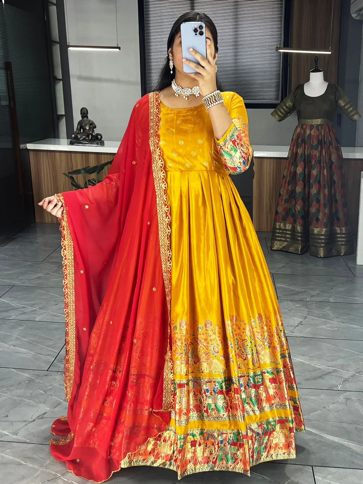 Kalamkari Gown Collection Dola Silk