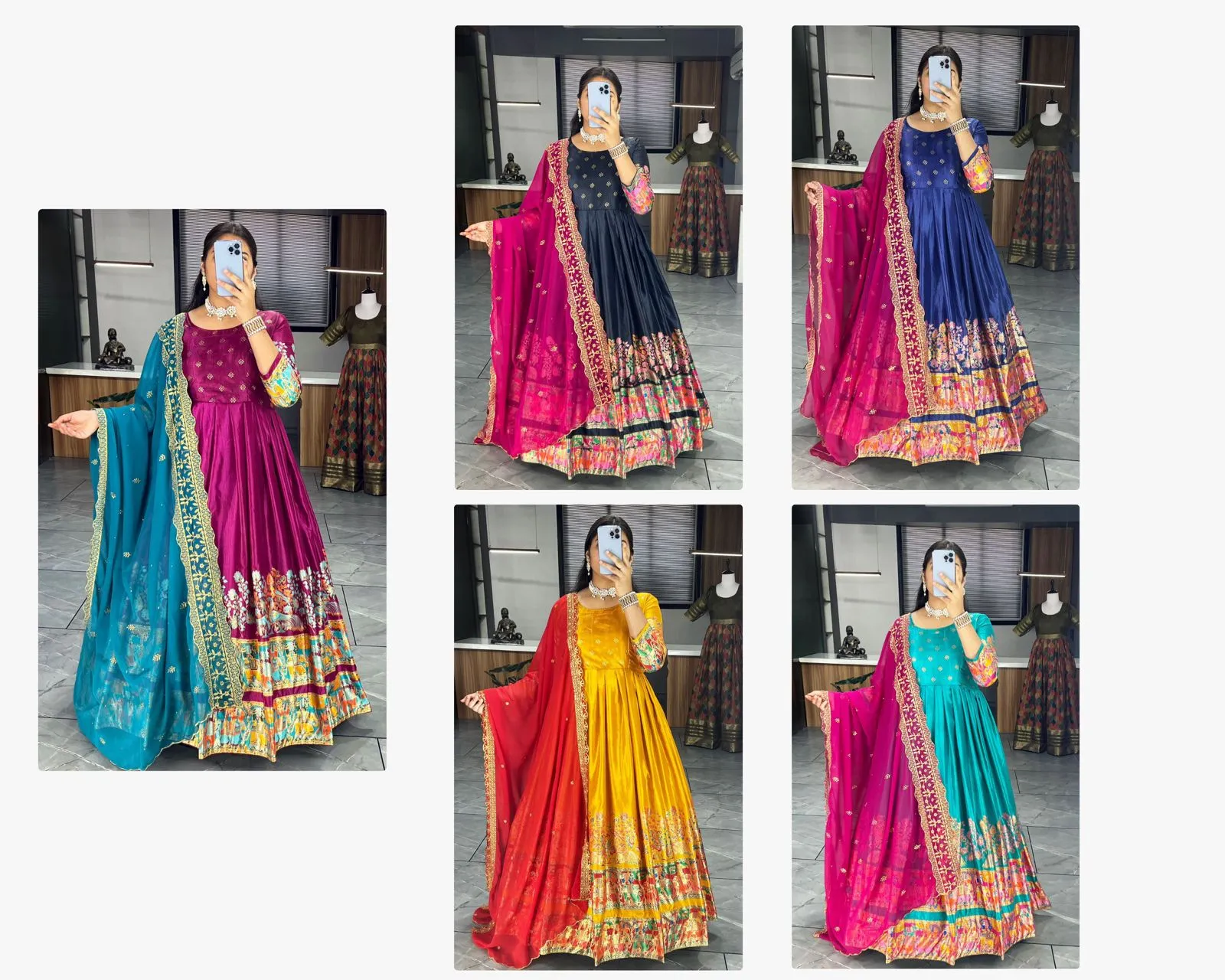 Kalamkari Gown Collection Dola Silk
