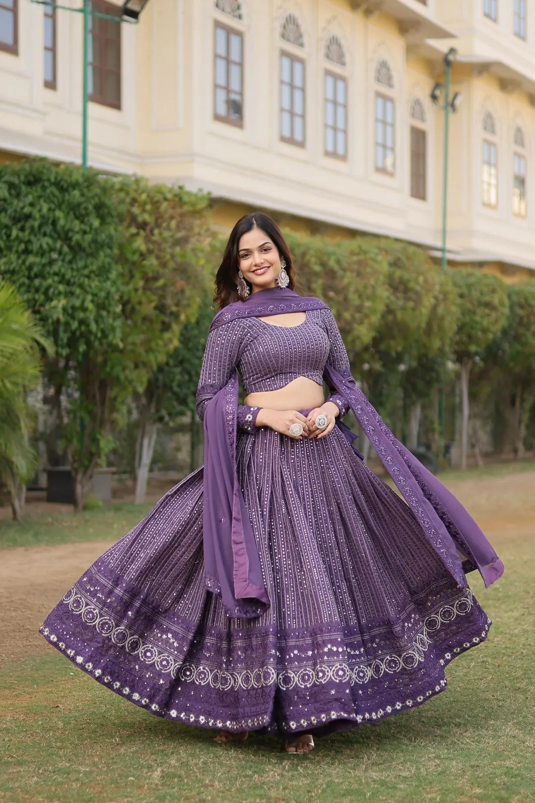 Lakhnavi Lehenga With Sequence Work Lw7087