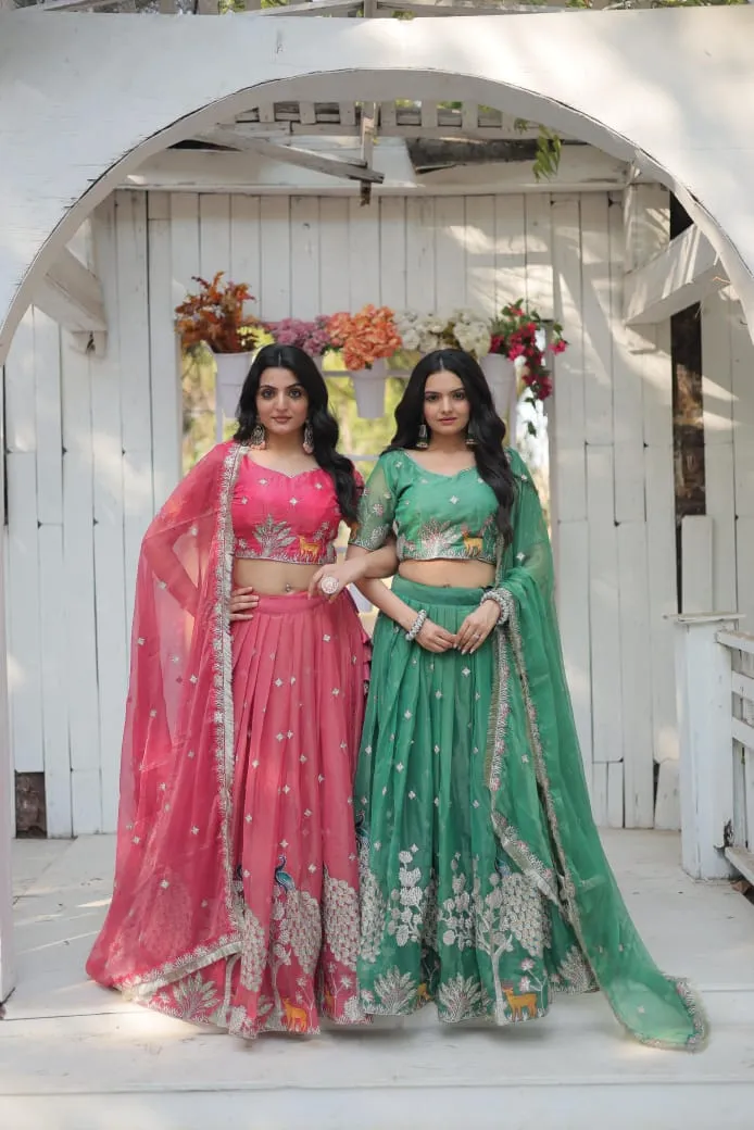 Peacock Embroidered Lehenga Choli For Festive Wear 7116