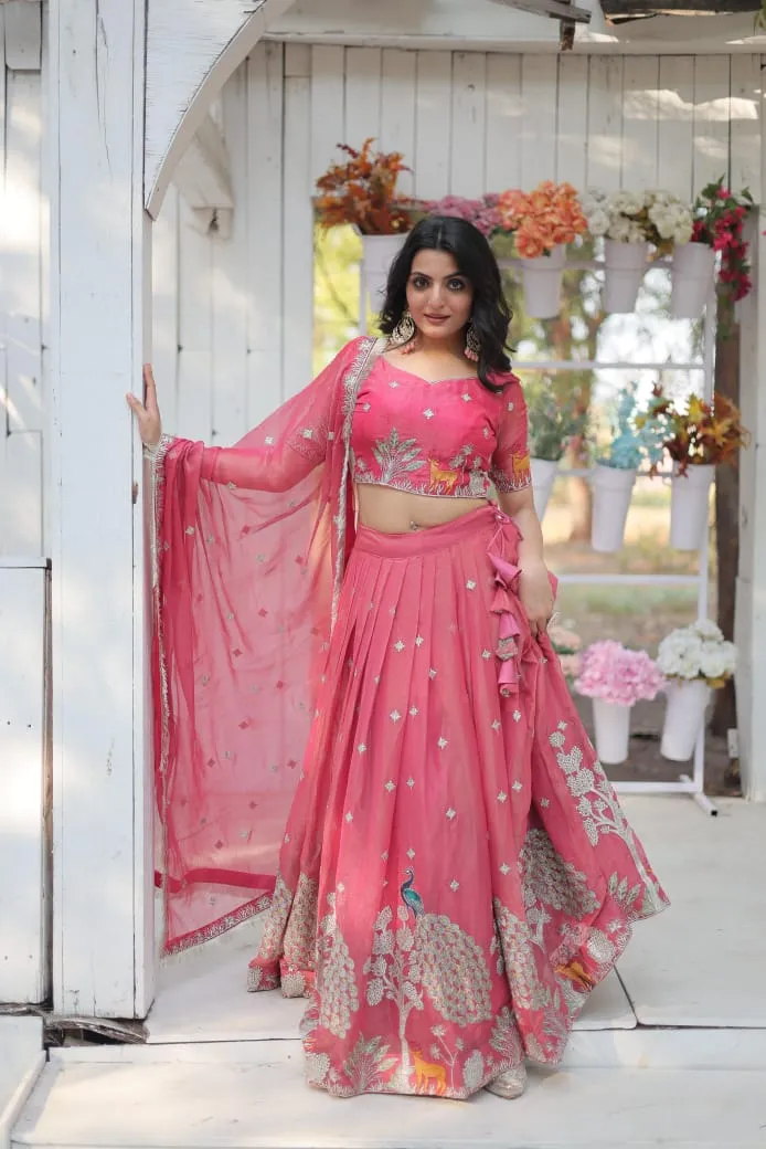 Peacock Embroidered Lehenga Choli For Festive Wear 7116