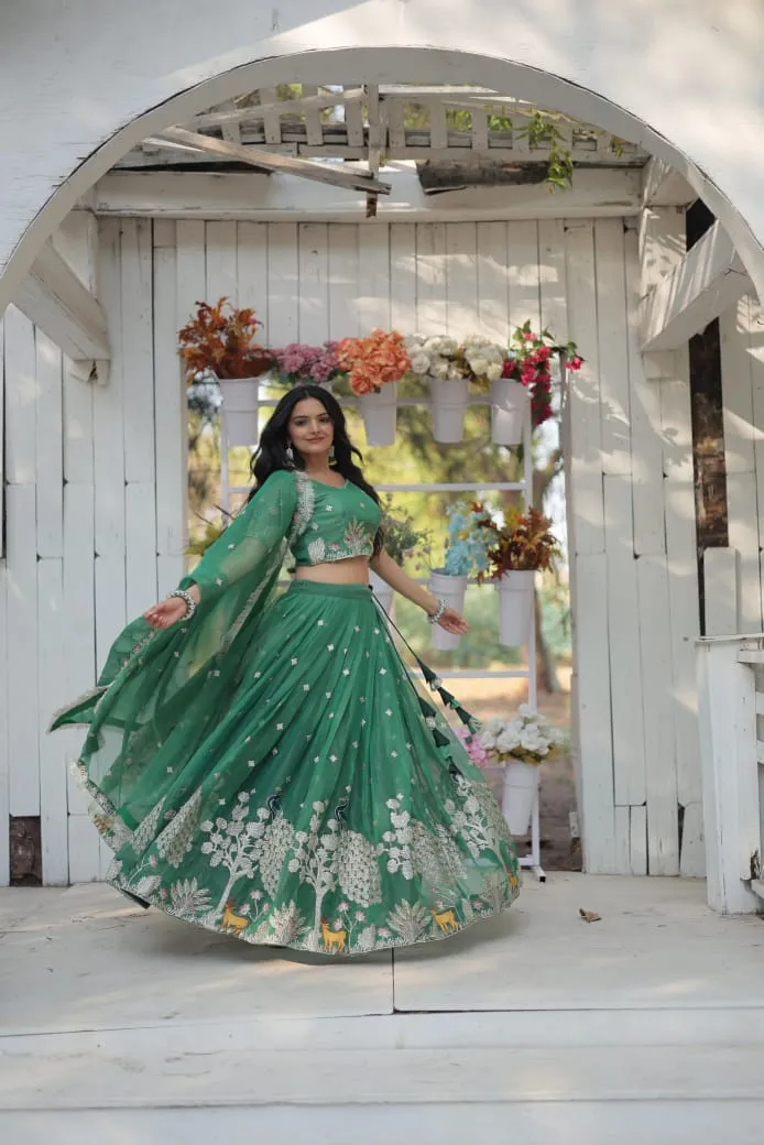 Peacock Embroidered Lehenga Choli For Festive Wear 7116