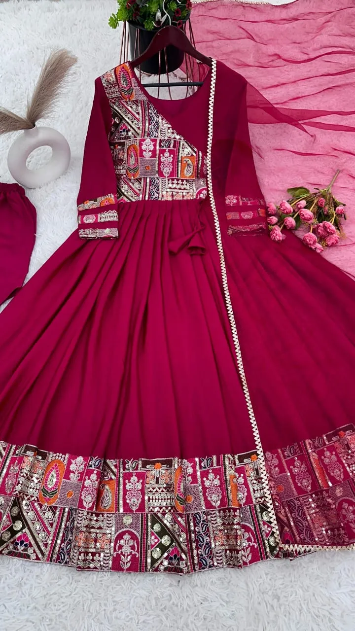 Trending Red Gown 2024 Diwali Ethnic Gown sr1635