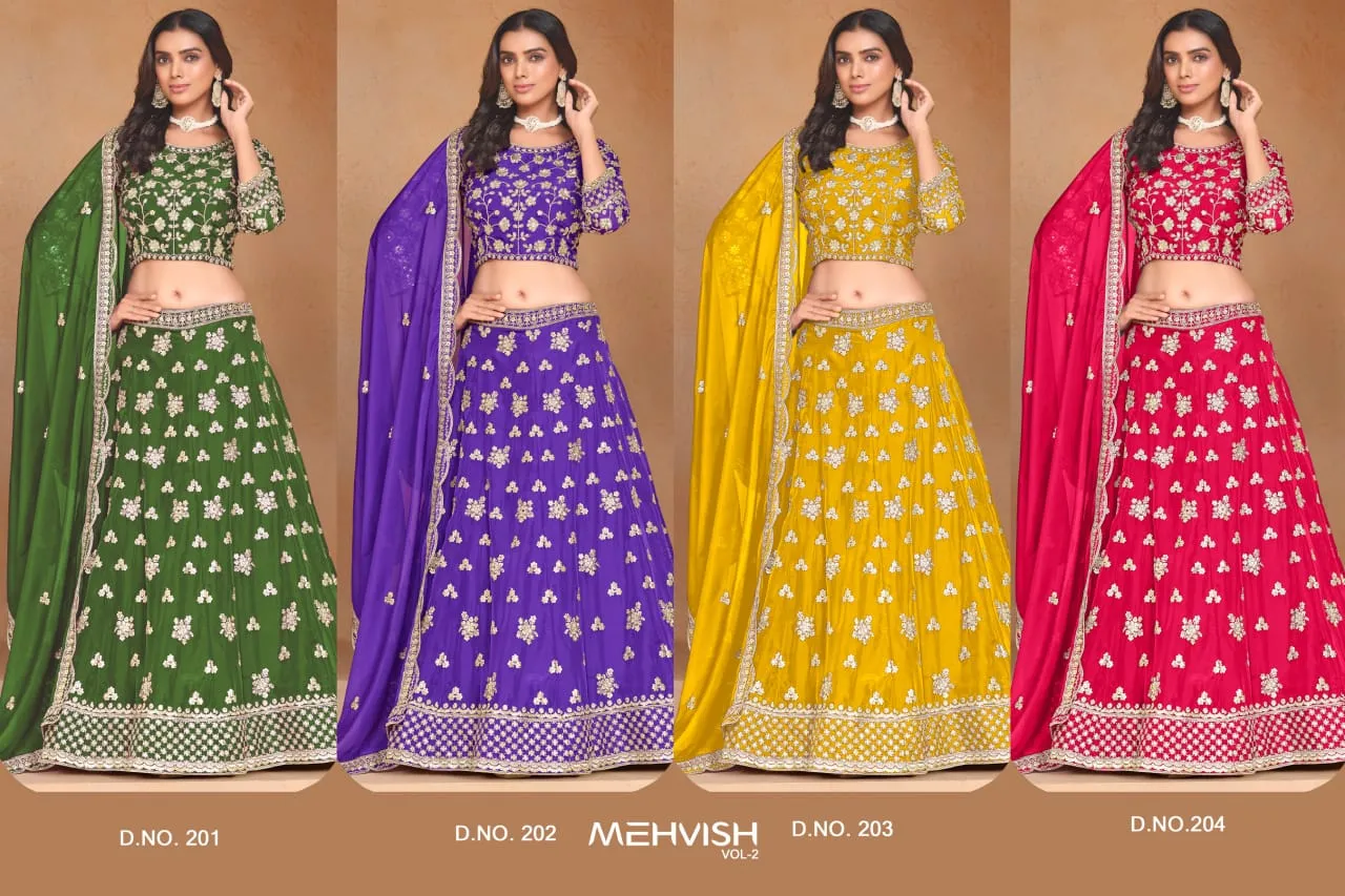 Wedding Wear Organza Ethnic Lehenga Choli With Heavy Embroidery Mehvish Vol2