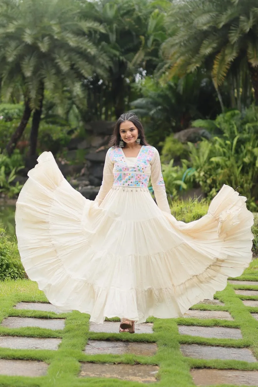 White Garba Wear Gown Navratri Lw9196
