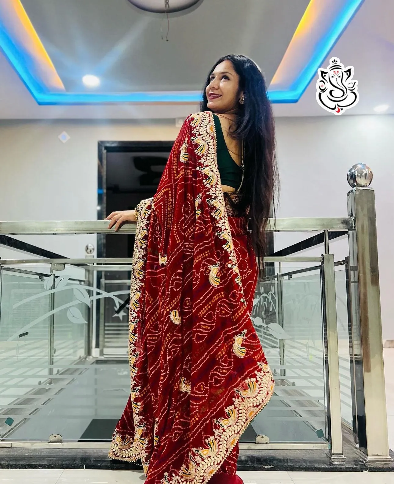 Bandhej Gotta Patti Work Ethnic Saree