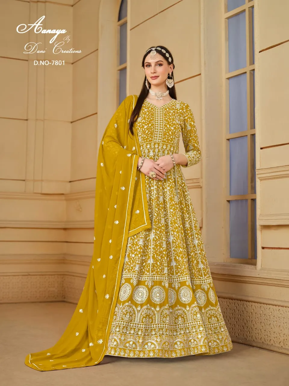 Heavy Embroidery Faux Georgette Anarkali Suit Festive Wear Aanaya Vol-178