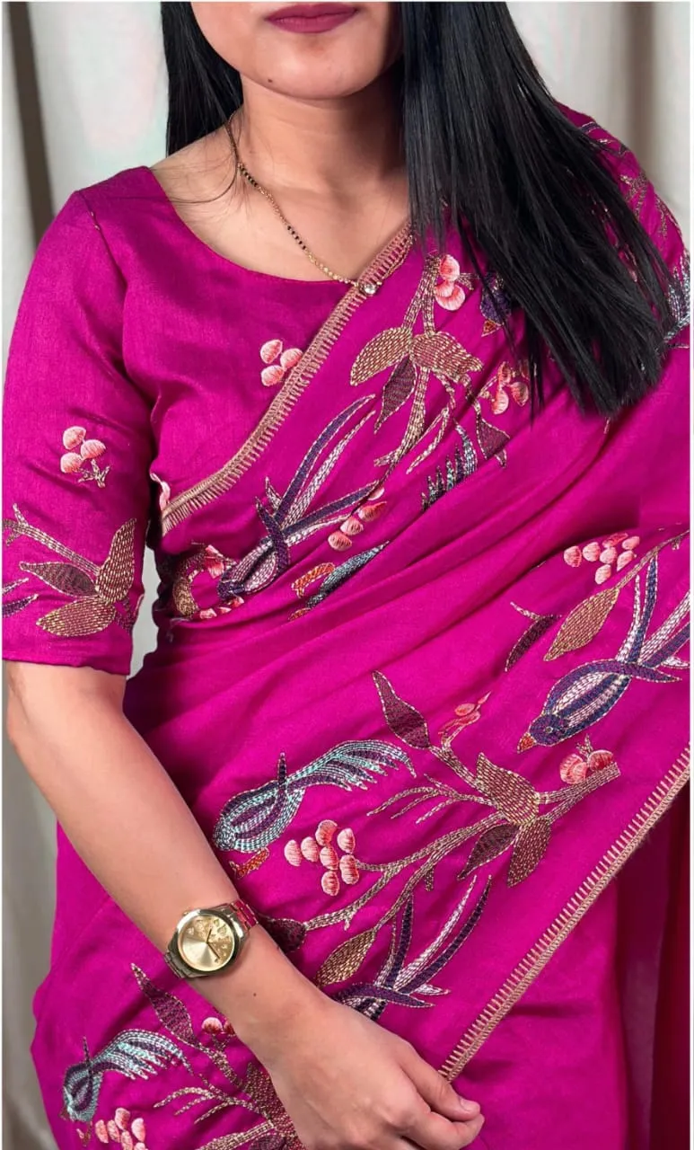 Pure Tusser Silk Ethnic Saree Festive Wear Chirakli