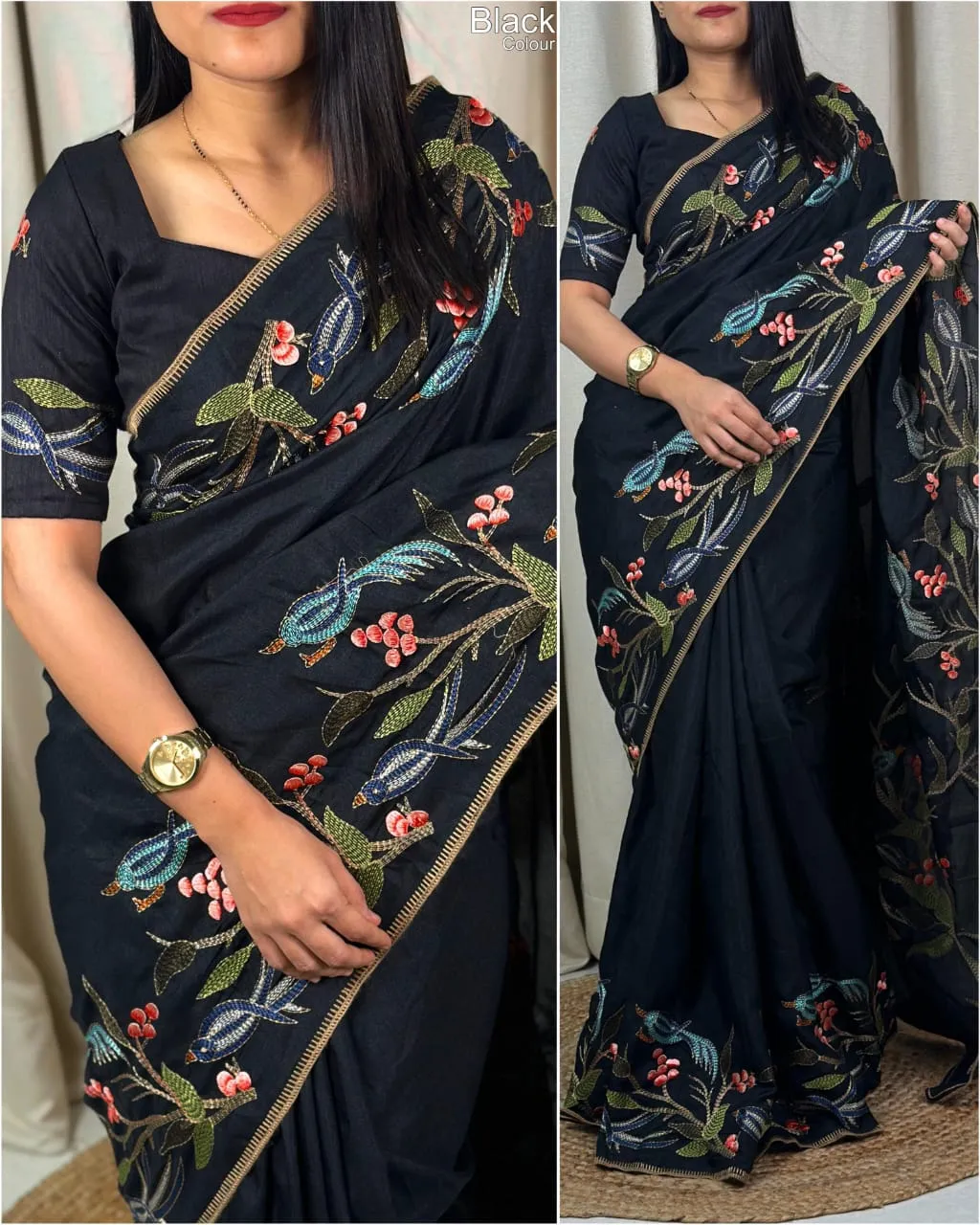 Pure Tusser Silk Ethnic Saree Festive Wear Chirakli