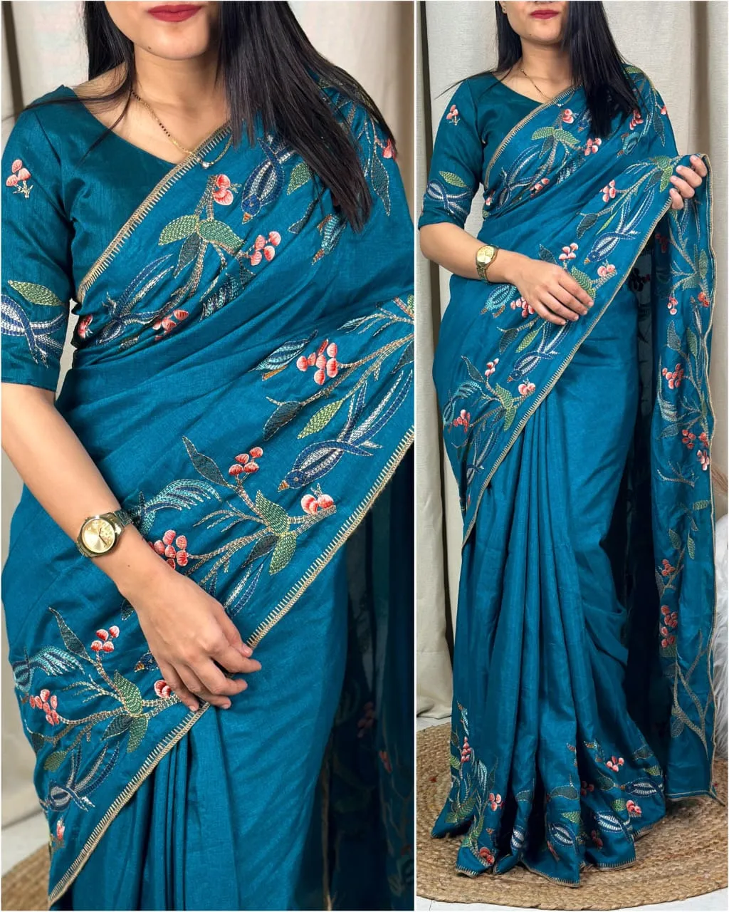Pure Tusser Silk Ethnic Saree Festive Wear Chirakli