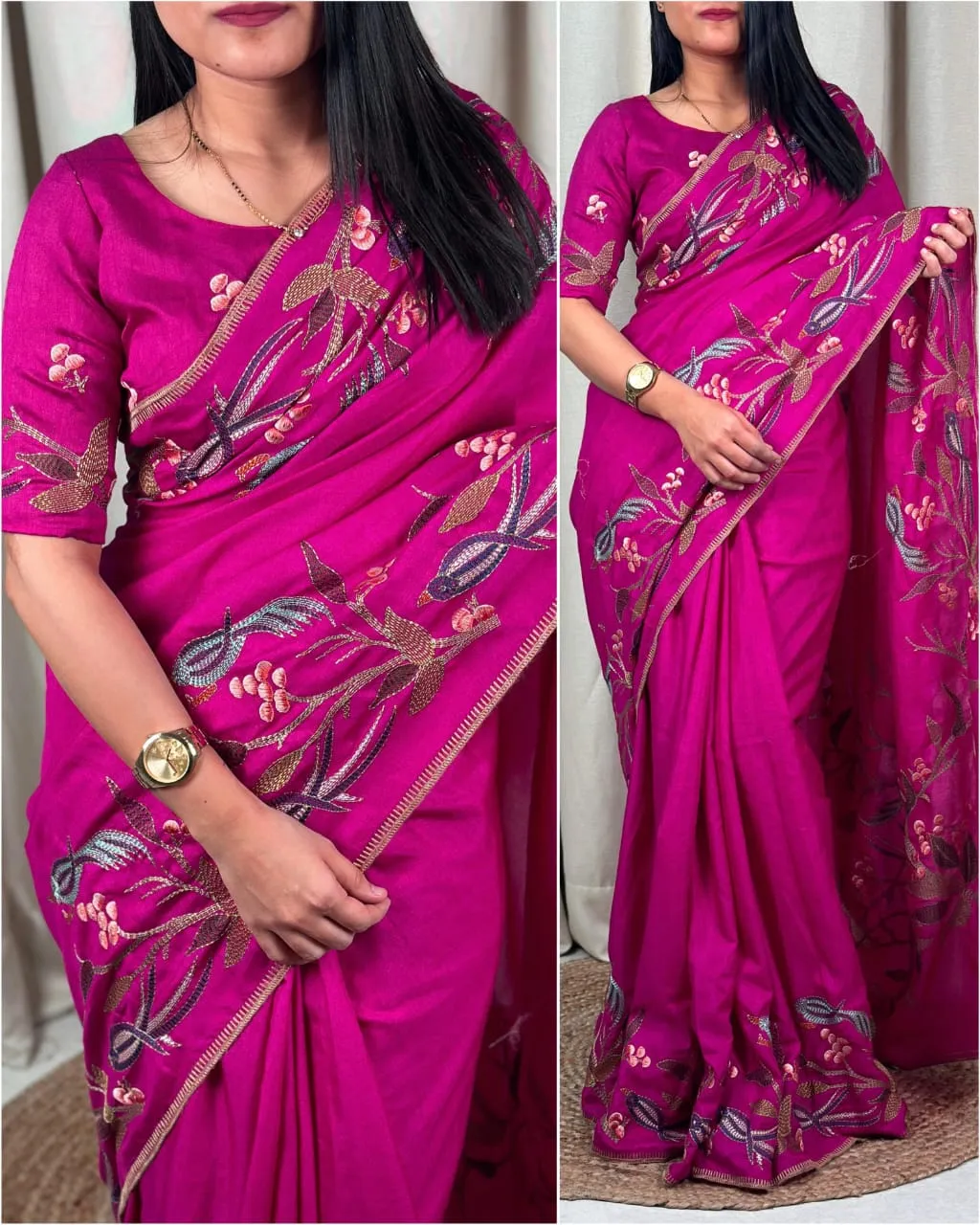Pure Tusser Silk Ethnic Saree Festive Wear Chirakli