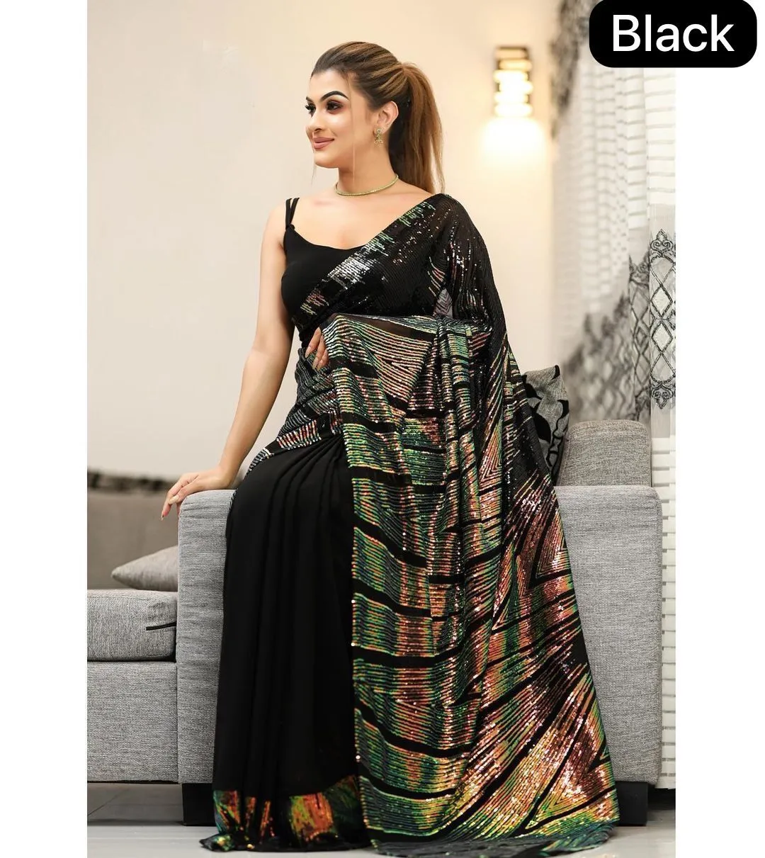 Trending Bollywood Sequins Saree 2024 kc818