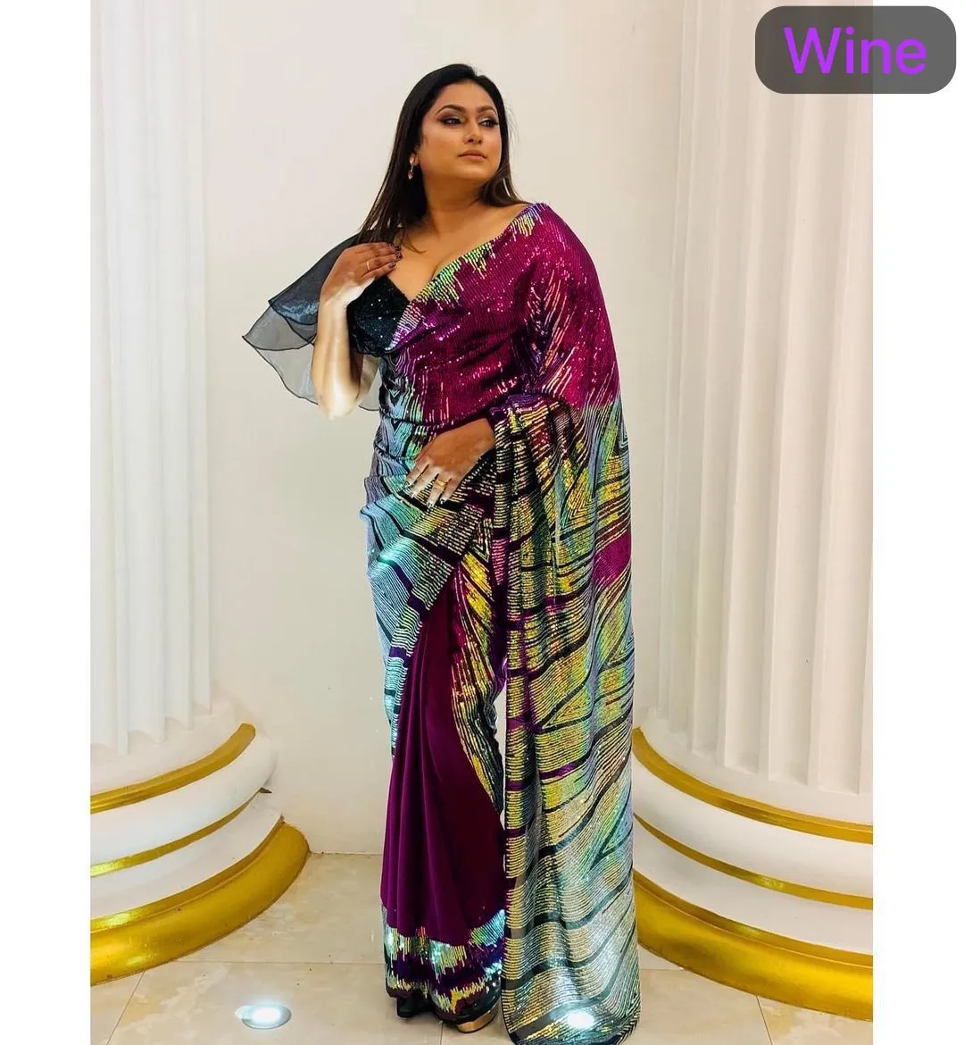 Trending Bollywood Sequins Saree 2024 kc818