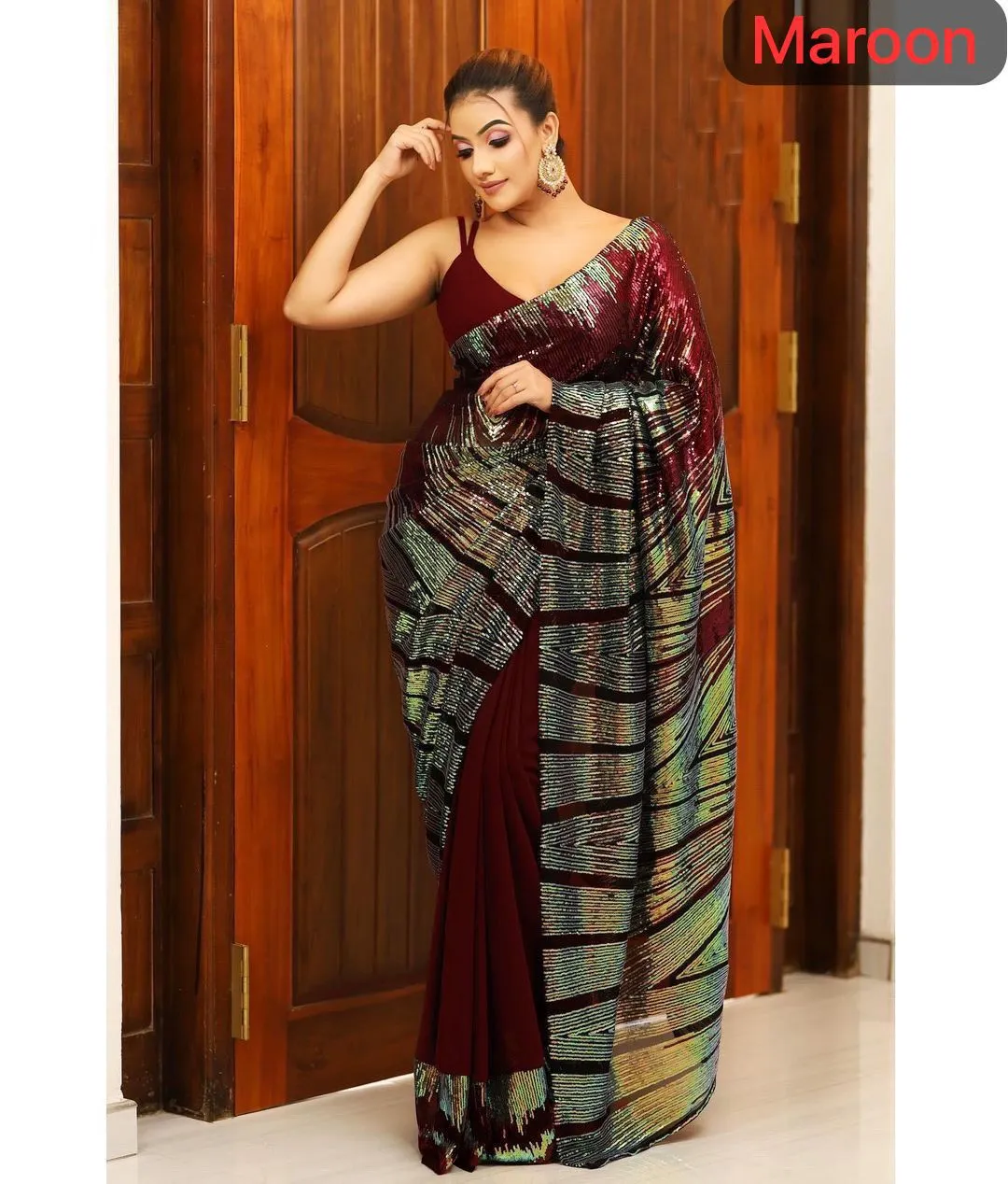 Trending Bollywood Sequins Saree 2024 kc818
