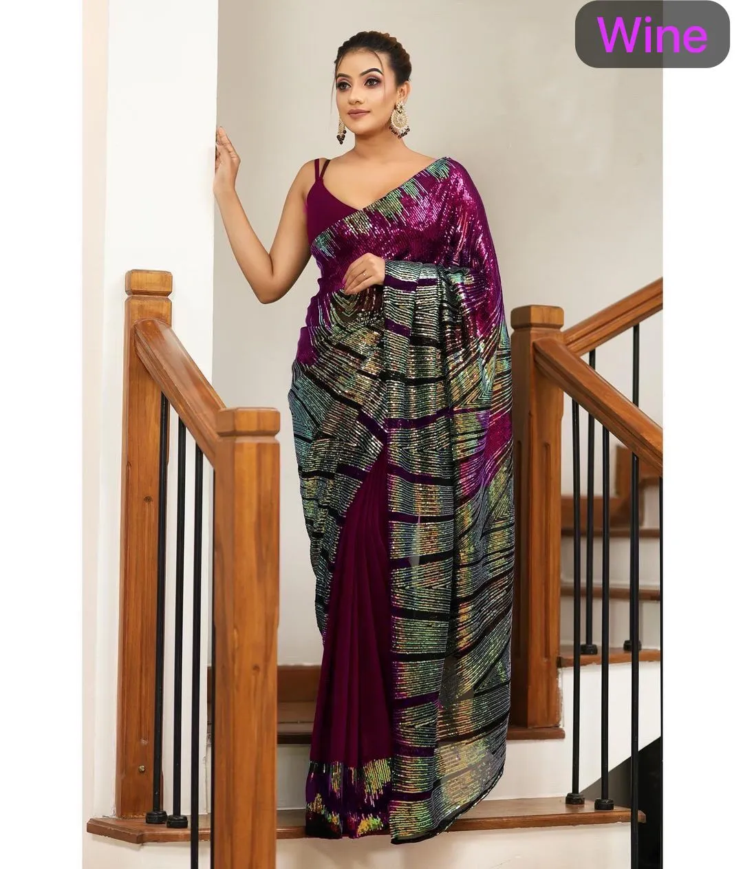 Trending Bollywood Sequins Saree 2024 kc818