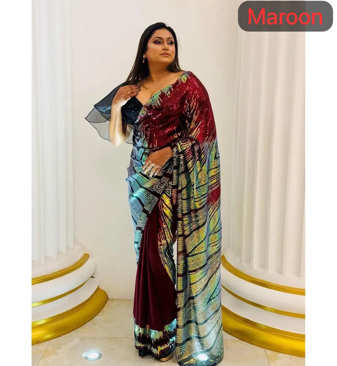 Trending Bollywood Sequins Saree 2024 kc818