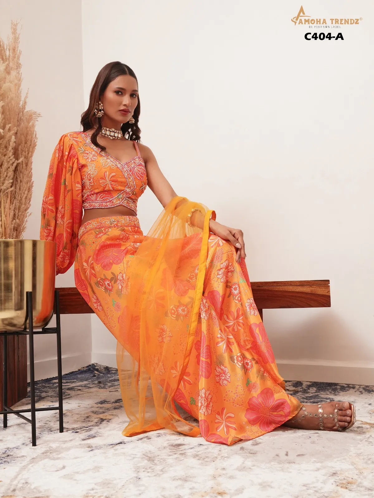 Wedding Wear Indo Western Lehenga Design 2024