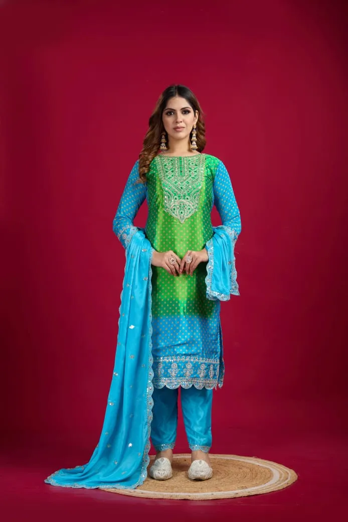 Bandhni Printed Viral Salwar Suit With Heavy Work srk5187