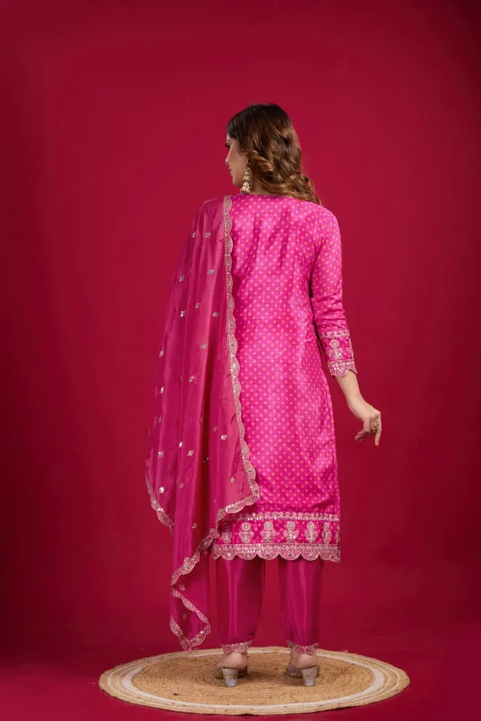 Bandhni Printed Viral Salwar Suit With Heavy Work srk5187