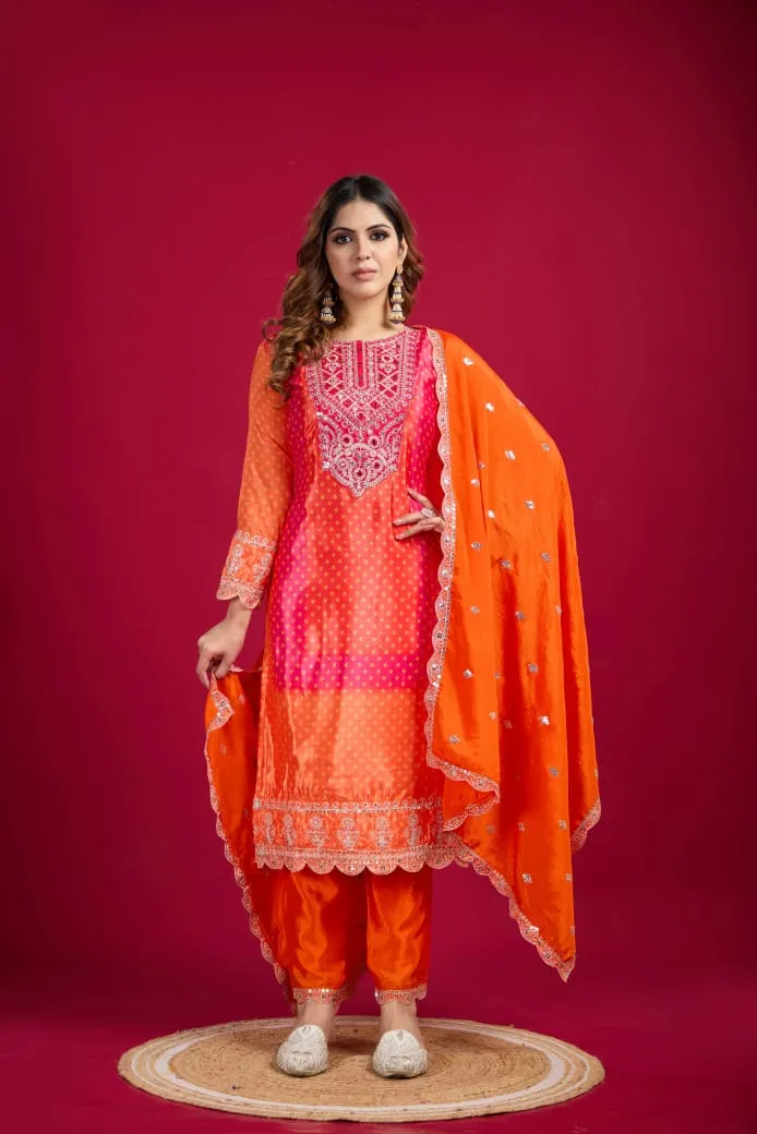 Bandhni Printed Viral Salwar Suit With Heavy Work srk5187