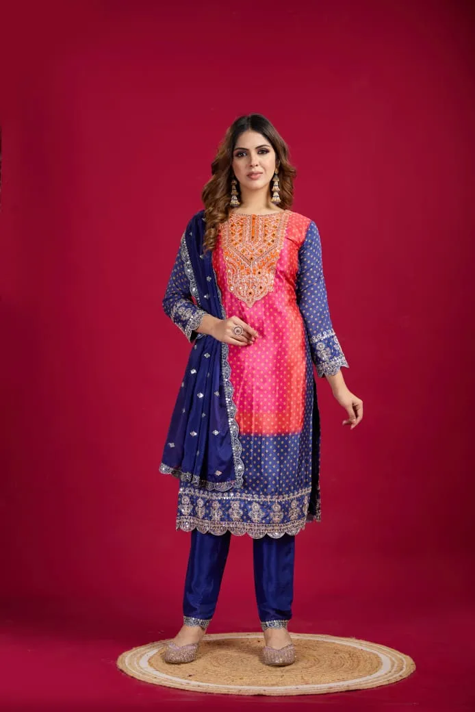 Bandhni Printed Viral Salwar Suit With Heavy Work srk5187