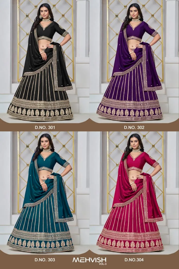 Bright Color Wedding Wear Lehenga Choli With Heavh Embroidery Mehvish Vol 3