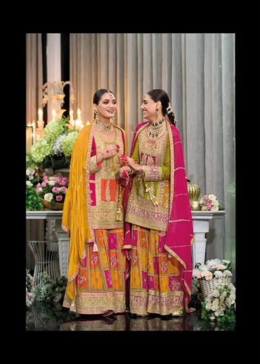Multi Color Wedding Wear Plazzo Ethnic Suit Eba Rang