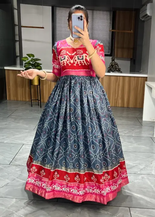 Patola Printed Dola Silk Designer Gown