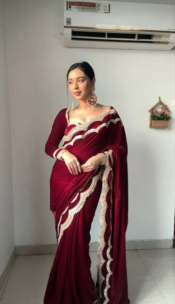 Premium Velvet Winter Wear Readymade Saree