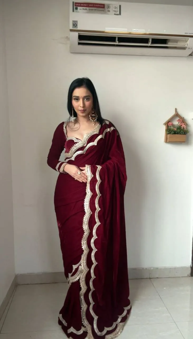 Premium Velvet Winter Wear Readymade Saree