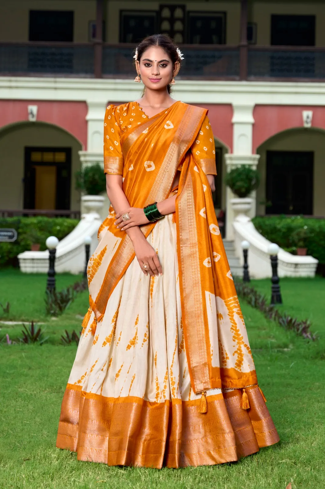 Shibori Printed Dola Silk Lehenga Choli With Zari Weaving Wedding Wear Designs