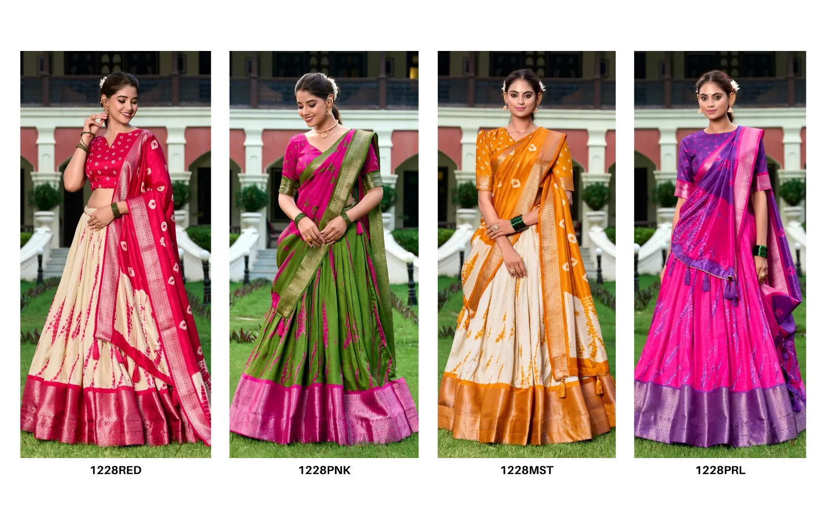 Shibori Printed Dola Silk Lehenga Choli With Zari Weaving Wedding Wear Designs