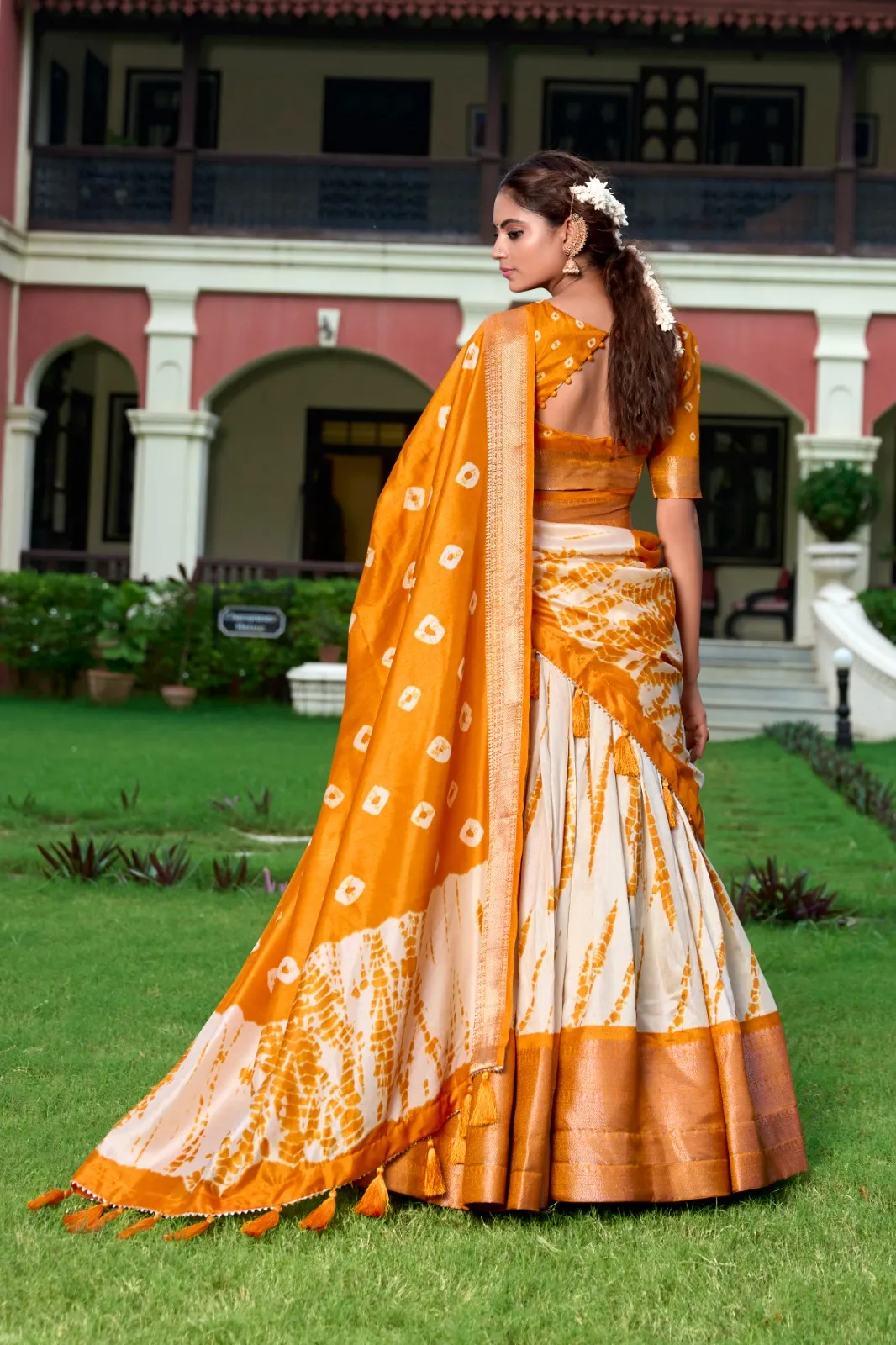 Shibori Printed Dola Silk Lehenga Choli With Zari Weaving Wedding Wear Designs