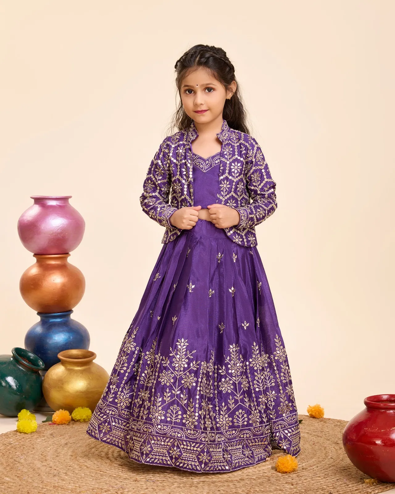 Wedding Wear Kids Lehenga Choli With Koti Style