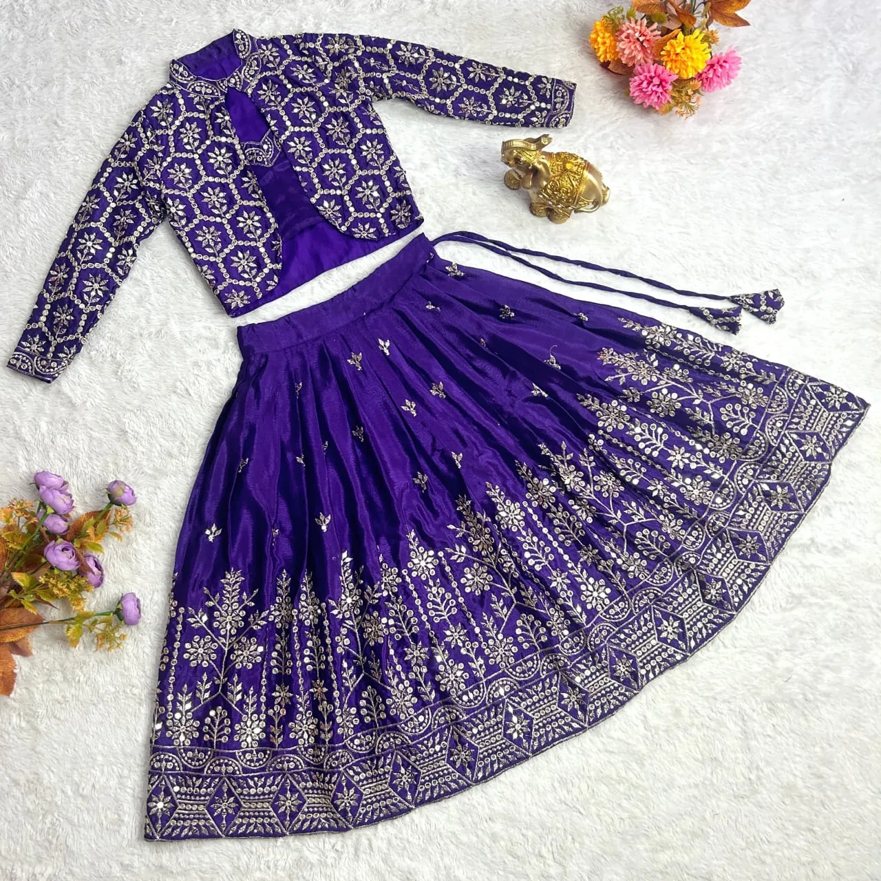 Wedding Wear Kids Lehenga Choli With Koti Style