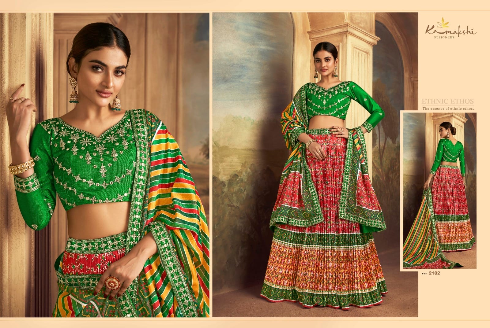 Satrangi Gaji Silk Multi Color Patola Designer Ehtnic Lehenga Choli