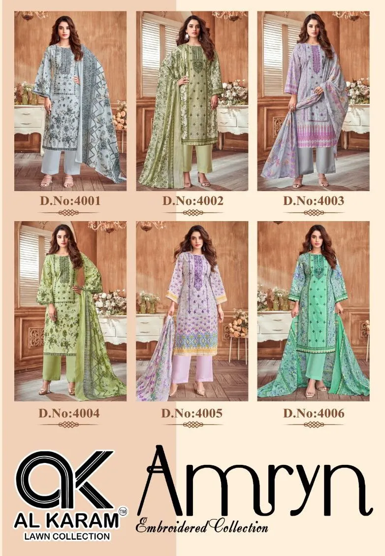 Unstitched Lawn Dailywear Salwar Suit Alkaram Amryn Catalouge